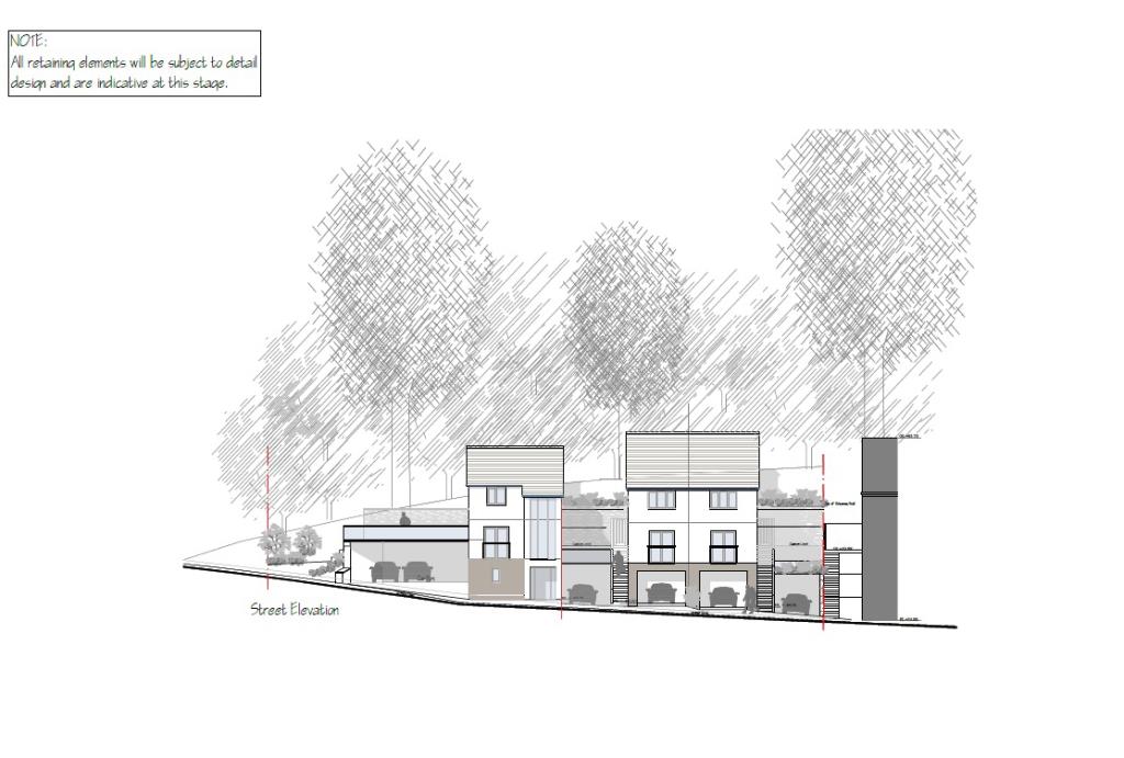 Lot: 131 - LAND WITH OUTLINE PLANNING FOR THREE DWELLINGS - Proposed elevation submitted with Application